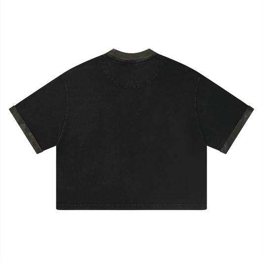 Anarchist quote Unisex Mineral Washed Boxy Panel T-Shirt
