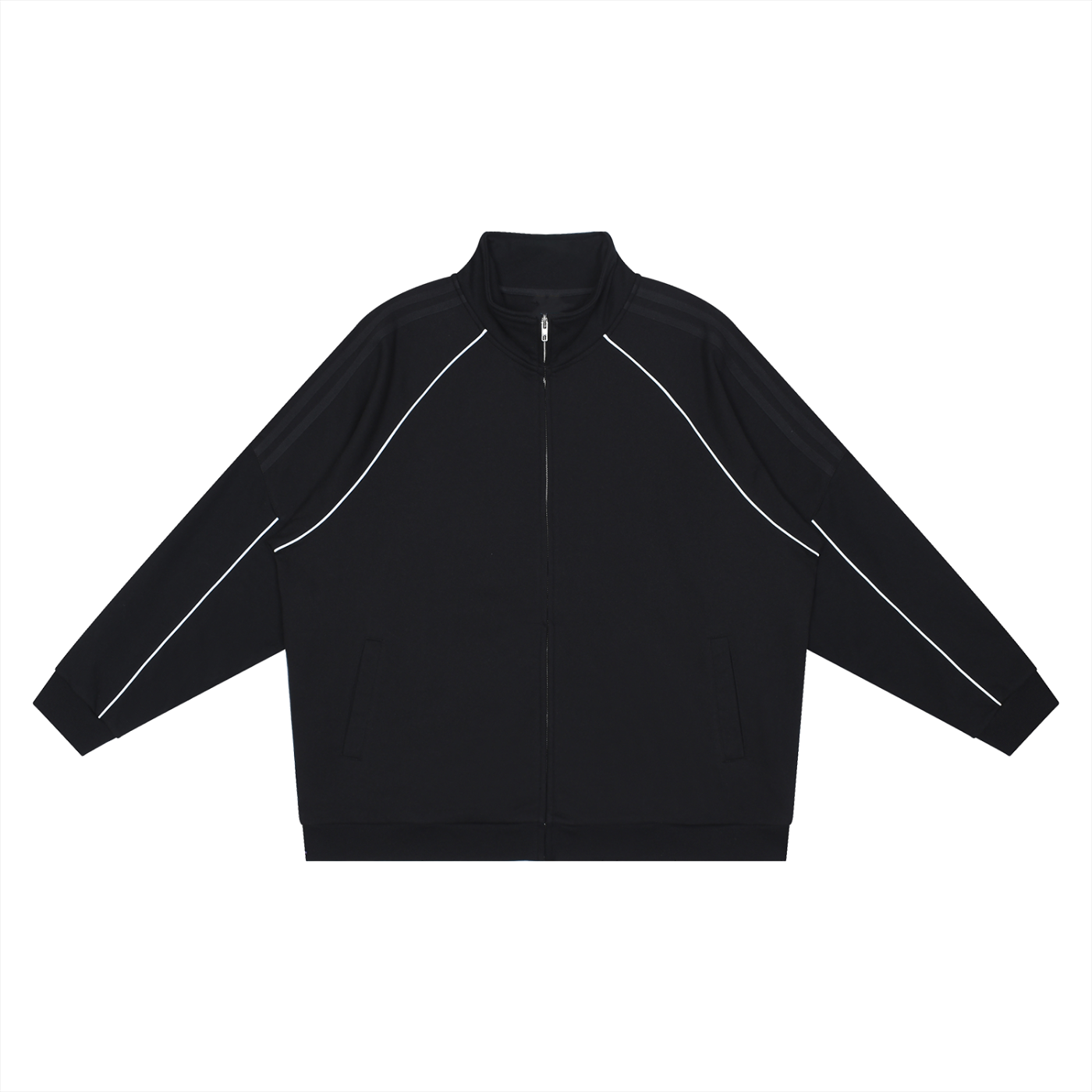 Abstract Drawing and Anarchy Symbol - Reflection Striped Raglan Sleeve Jacket