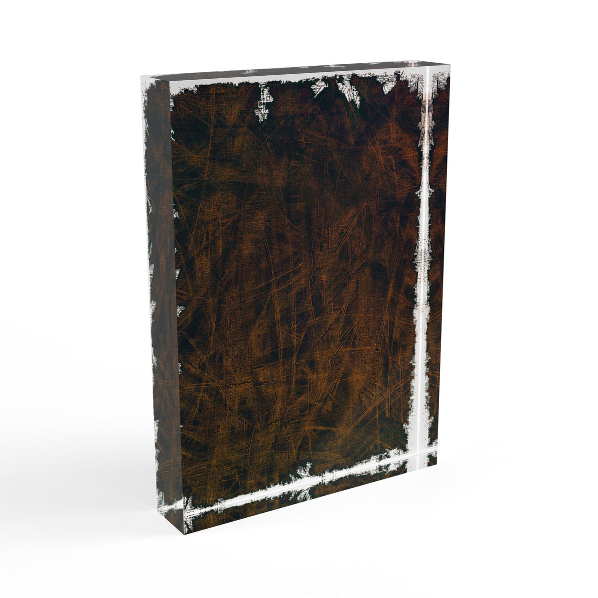 Photo Block Acrylic Display — Rustic Distressed Border Photo Frame