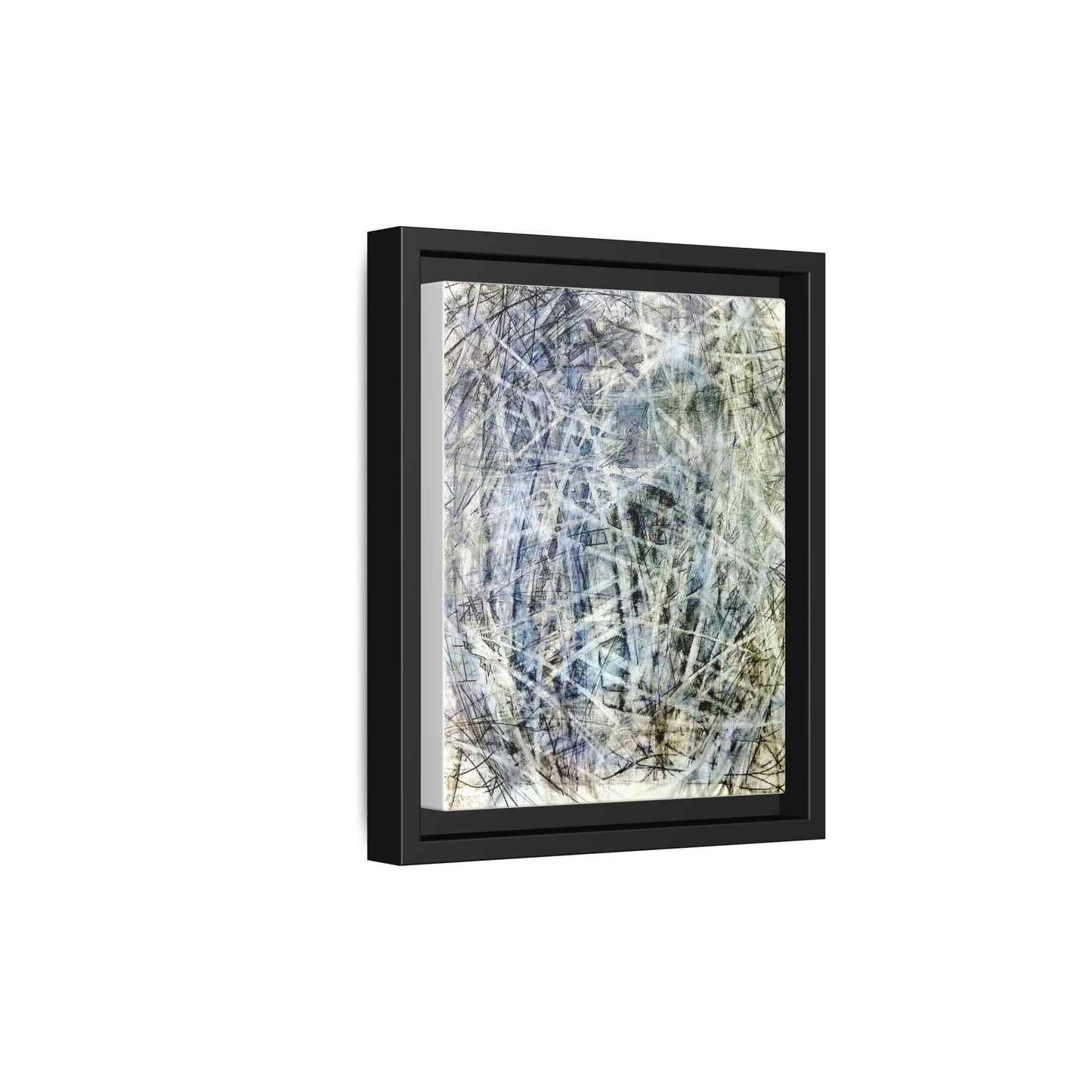 Abstract Swirl Framed Canvas Art — Blue-Grey Modern Wall Decor