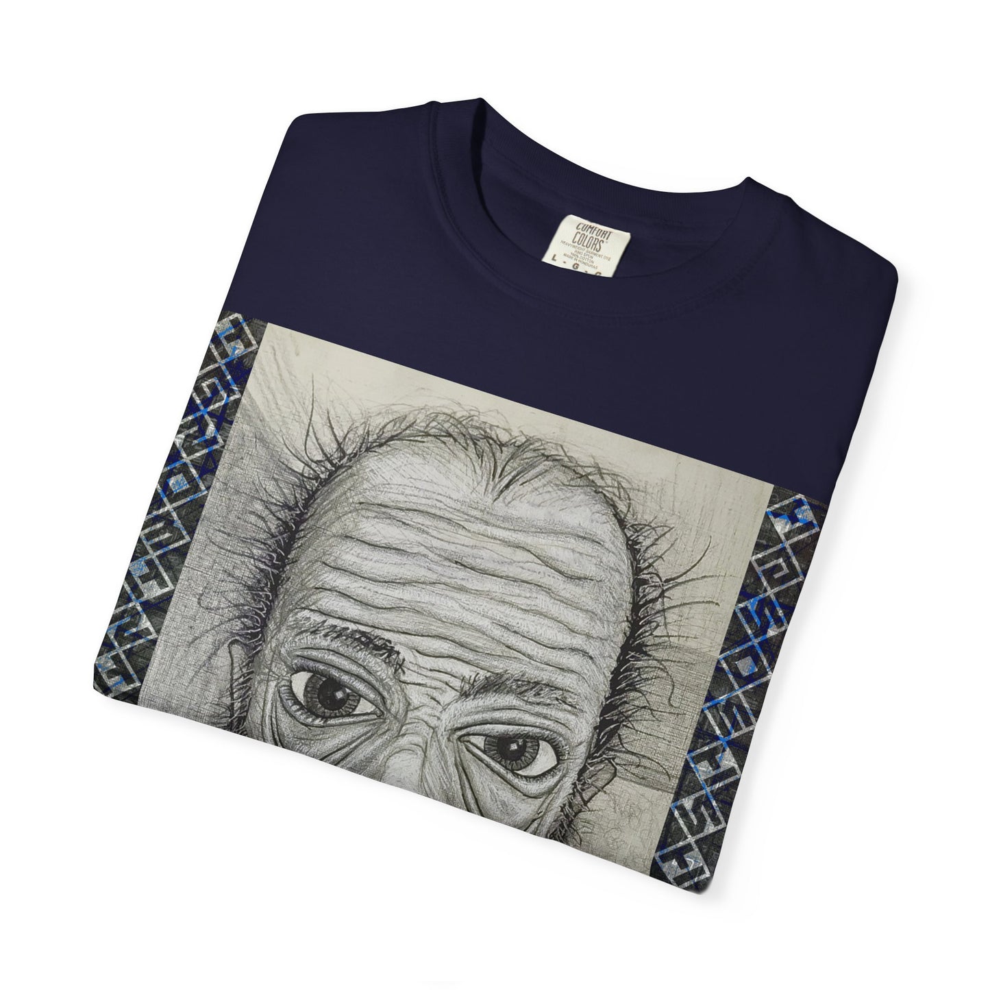 Surreal Portrait Tee — Hand-Drawn Wrinkled Face Illustration