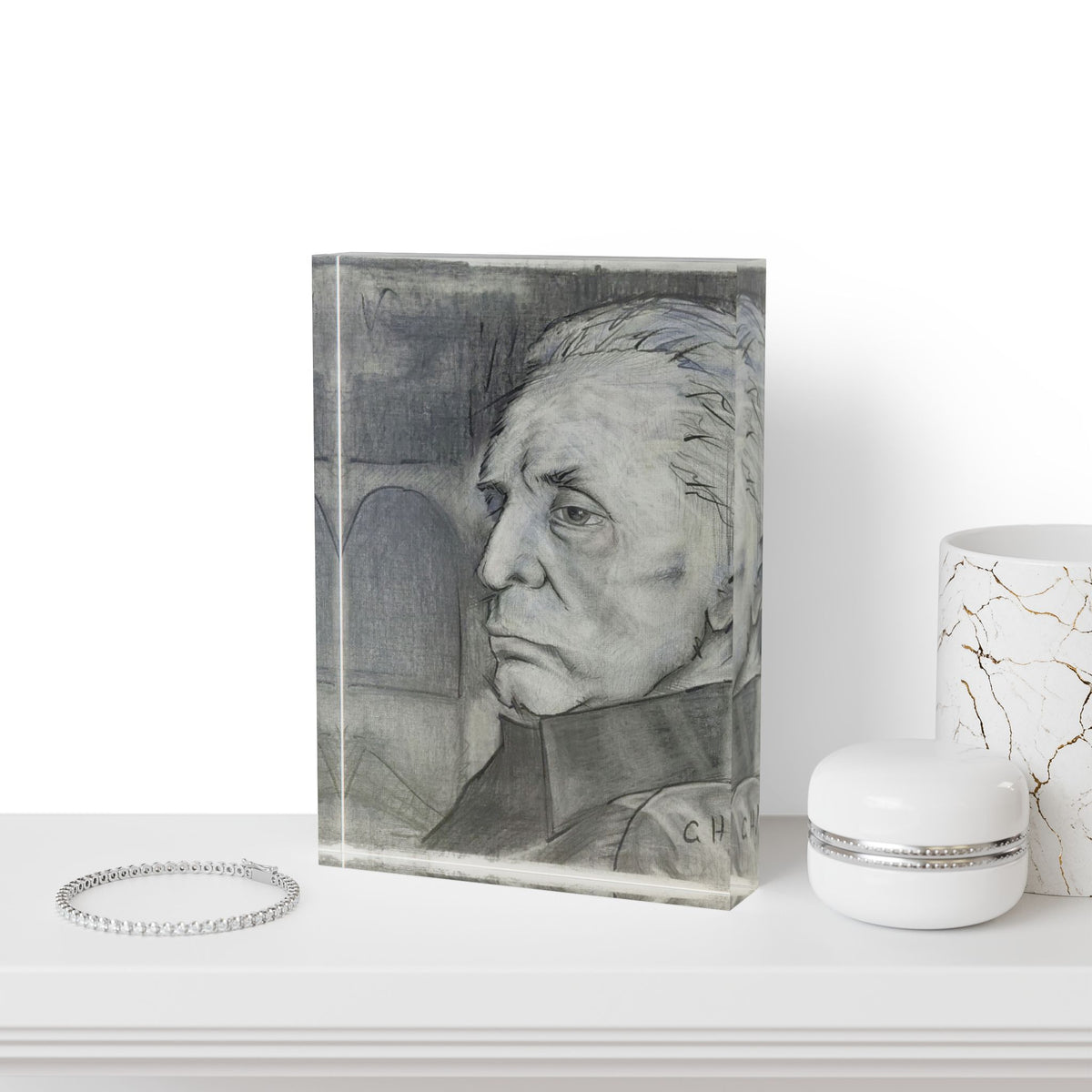 Old Johnny Cash Portrait - Acrylic Photo Block