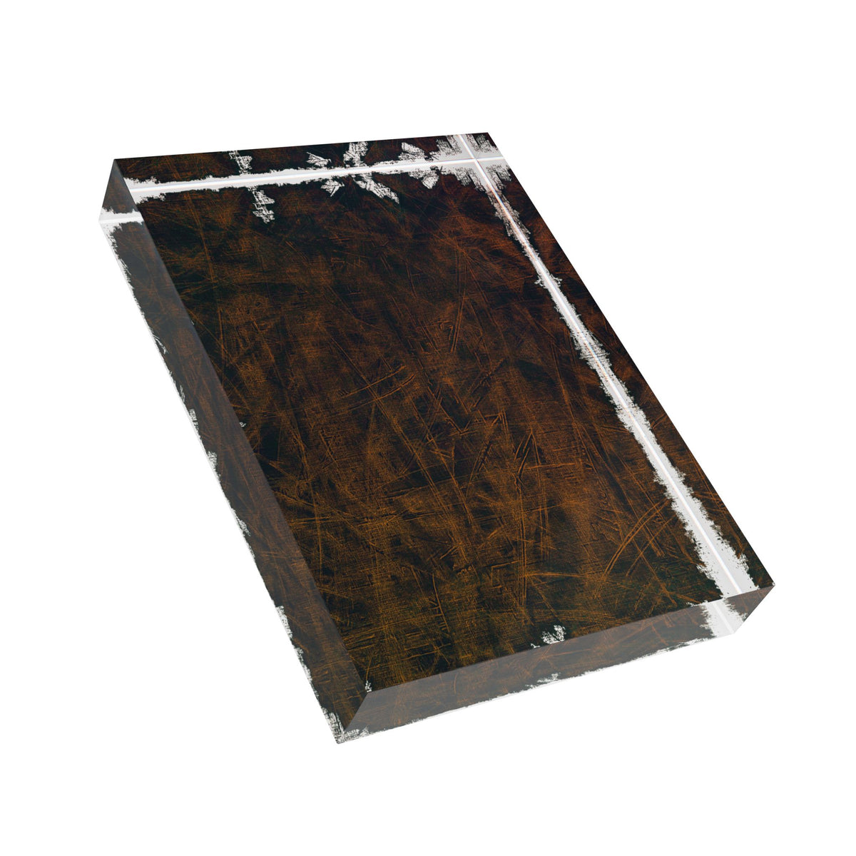 Photo Block Acrylic Display — Rustic Distressed Border Photo Frame
