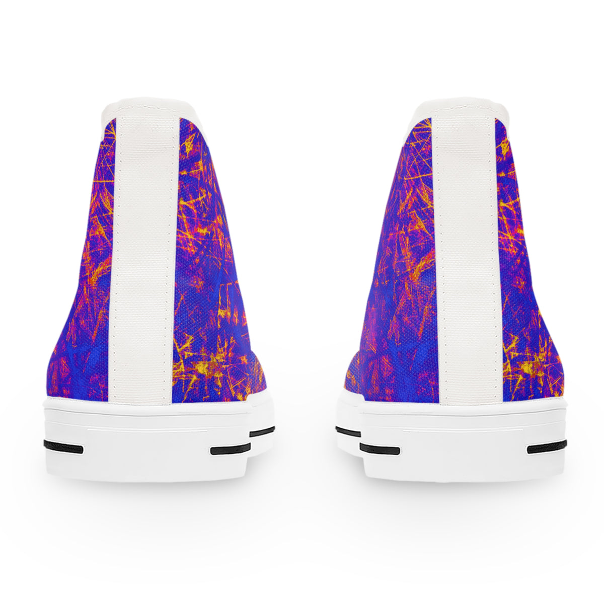 Women's High Top Sneakers — Vibrant Purple Orange Abstract Print