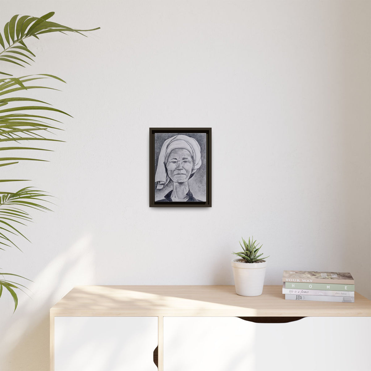 Long Neck Lady Portrait - Framed Matte Canvas Print