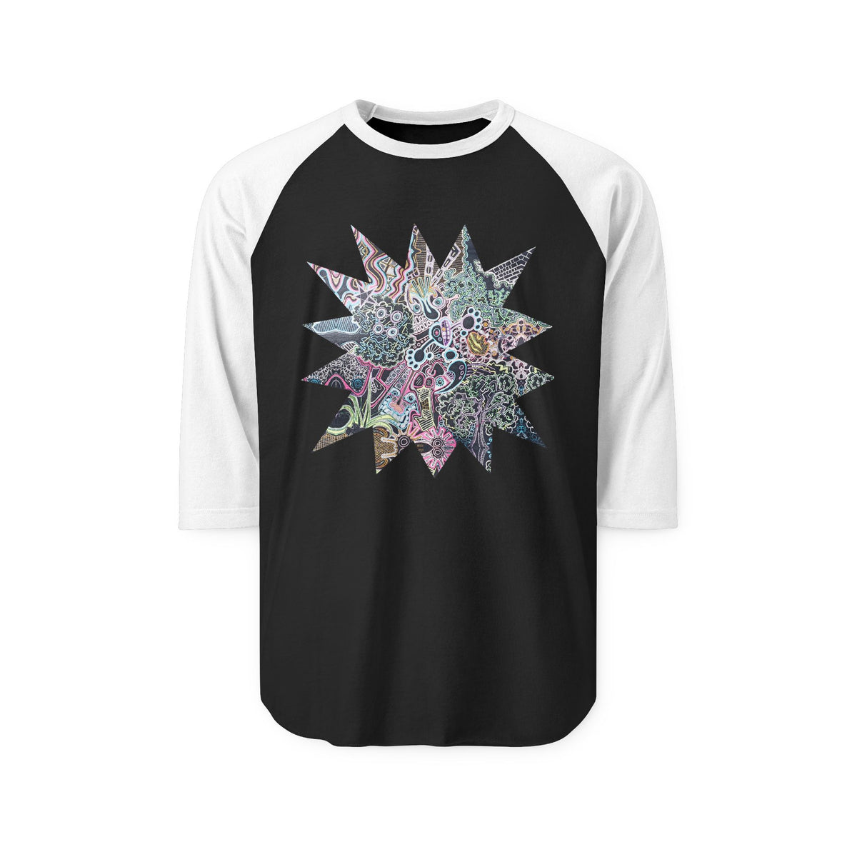 Neon Trip StarBurst - Raglan 3/4 Sleeve Shirt