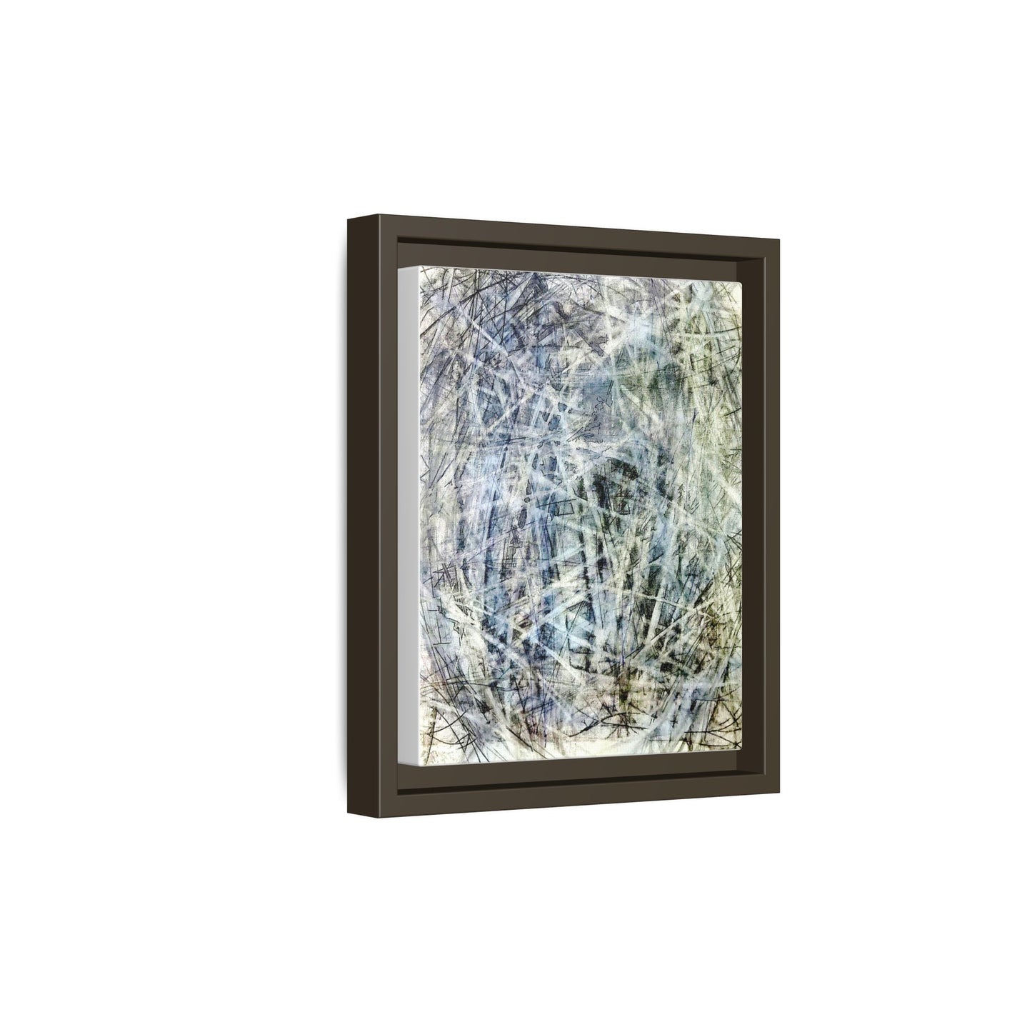 Abstract Swirl Framed Canvas Art — Blue-Grey Modern Wall Decor