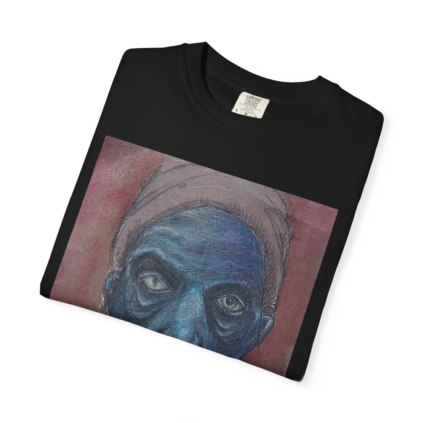 Portrait T-Shirt — Moody Blue Face Art Tee
