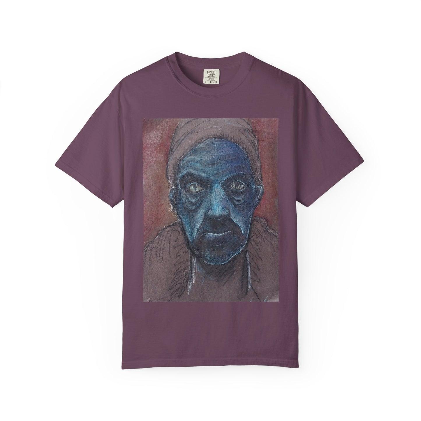 Portrait T-Shirt — Moody Blue Face Art Tee
