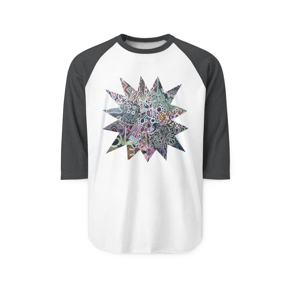 Neon Trip StarBurst - Raglan 3/4 Sleeve Shirt