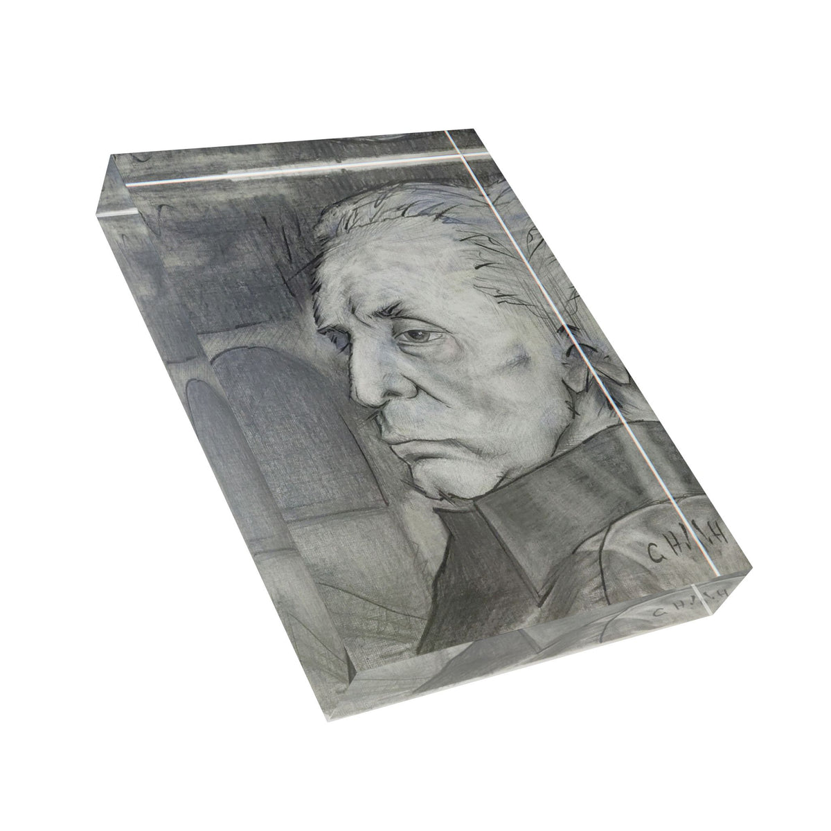 Old Johnny Cash Portrait - Acrylic Photo Block