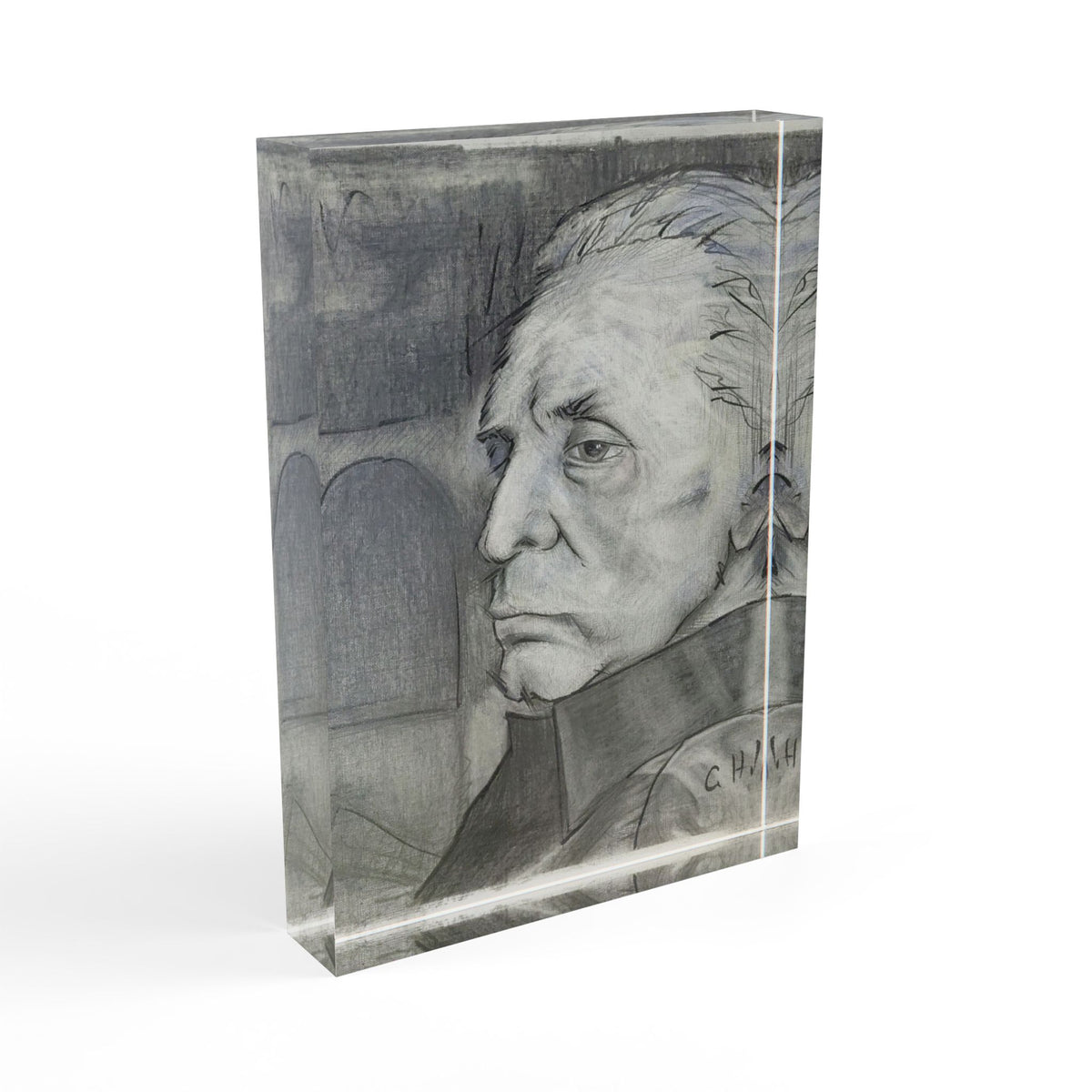 Old Johnny Cash Portrait - Acrylic Photo Block