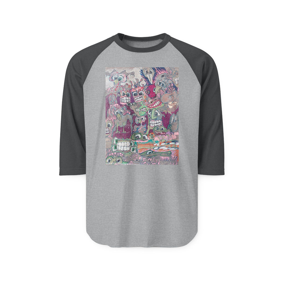 Raglan Shirt - Colorful Collage Art Graphic Baseball Tee