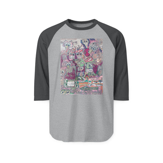 Raglan Shirt - Colorful Collage Art Graphic Baseball Tee