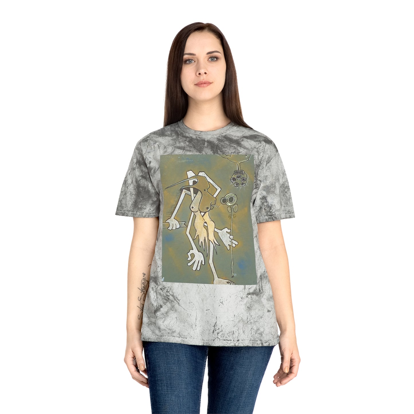 Graphic Art Tee — Surreal Figure Print