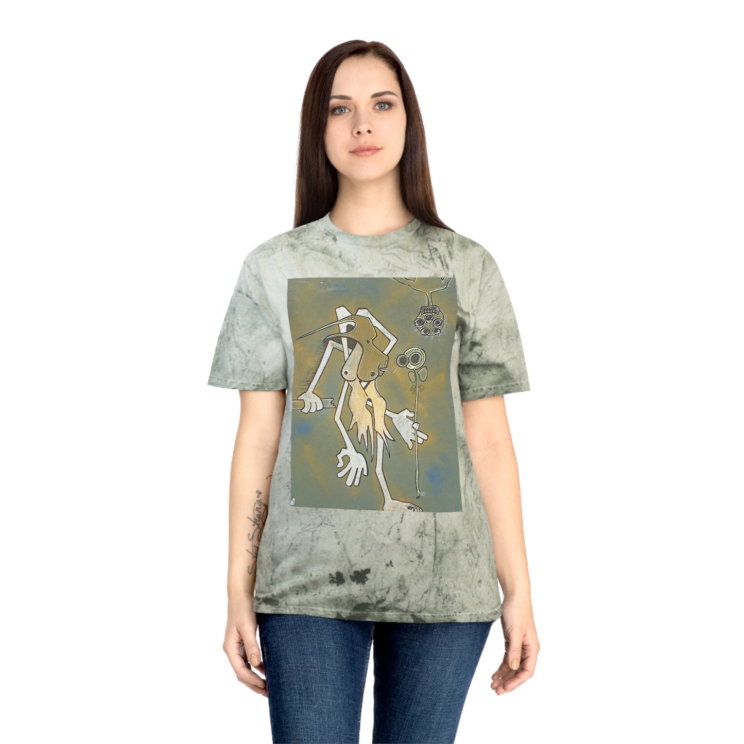 Graphic Art Tee — Surreal Figure Print