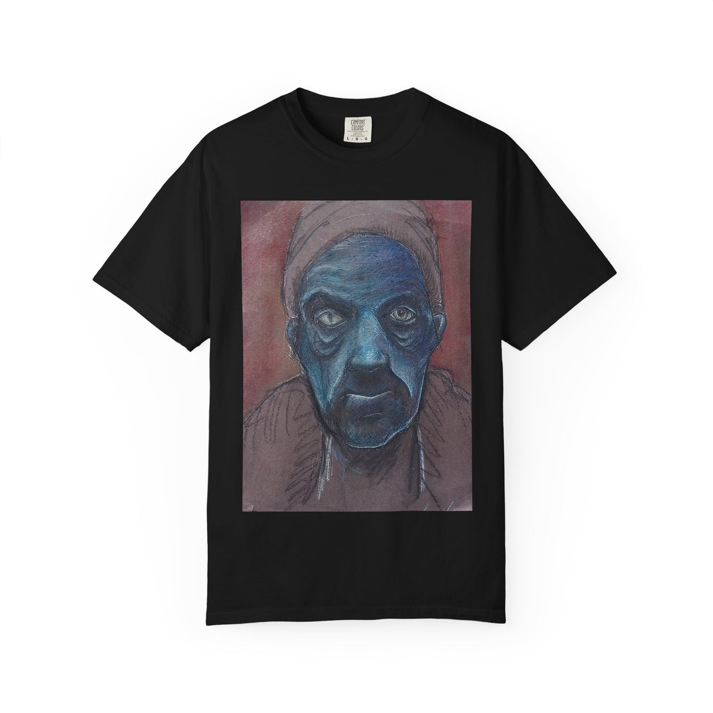 Portrait T-Shirt — Moody Blue Face Art Tee