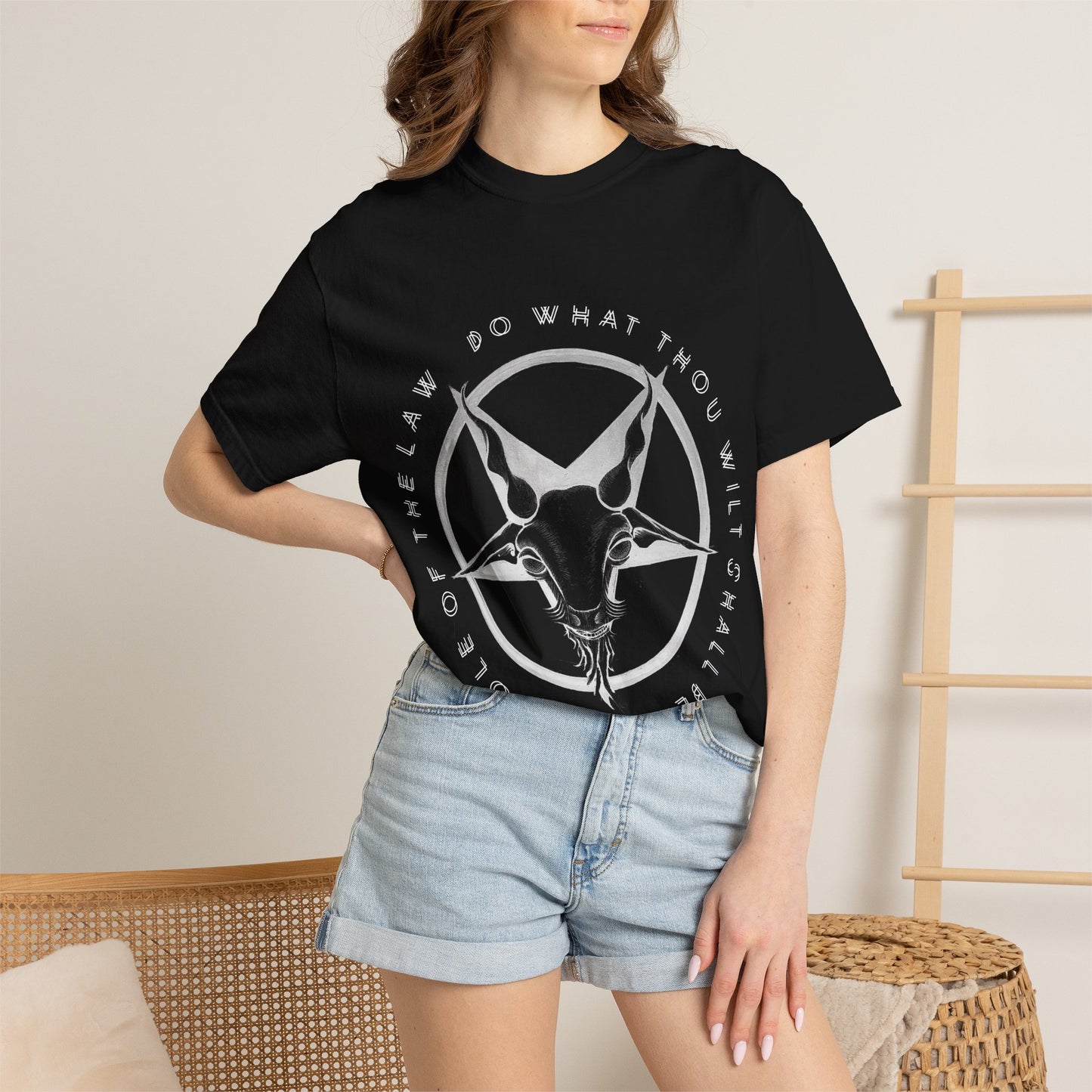 Graphic T-Shirt — Goat Skull Pentagram "Do What Thou Wilt" Gothic Tee