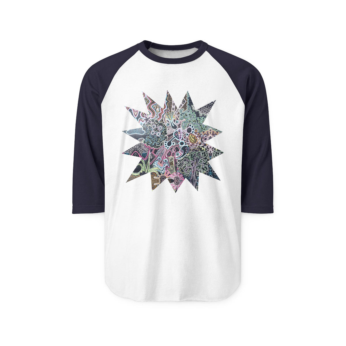 Neon Trip StarBurst - Raglan 3/4 Sleeve Shirt
