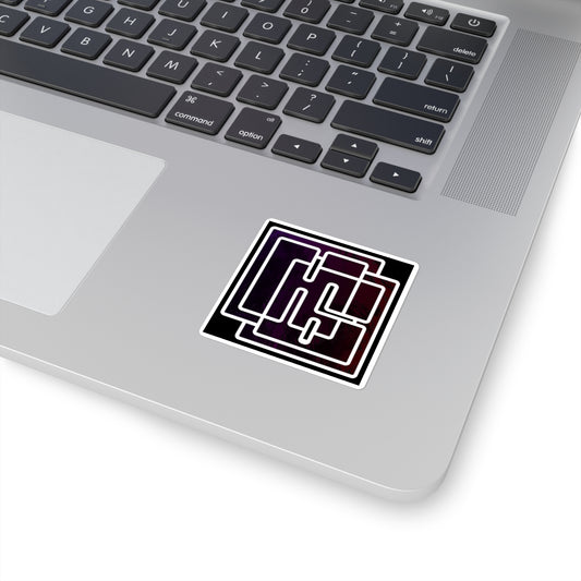Geometric Maze Square Sticker — Abstract Interlocking Line Art Laptop Decal