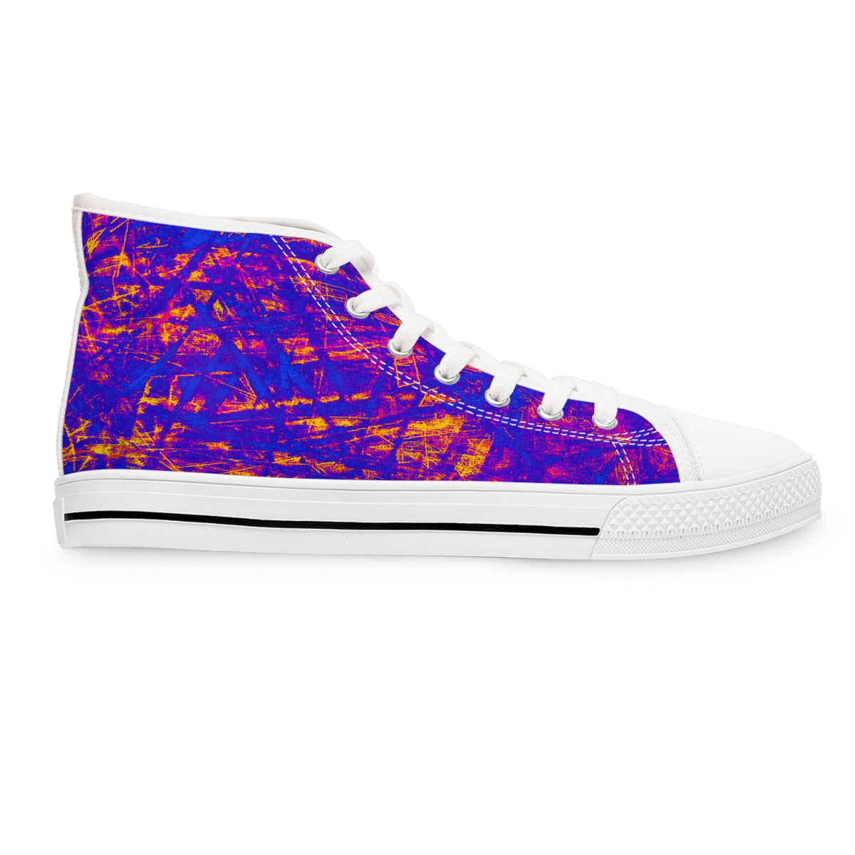 Women's High Top Sneakers — Vibrant Purple Orange Abstract Print
