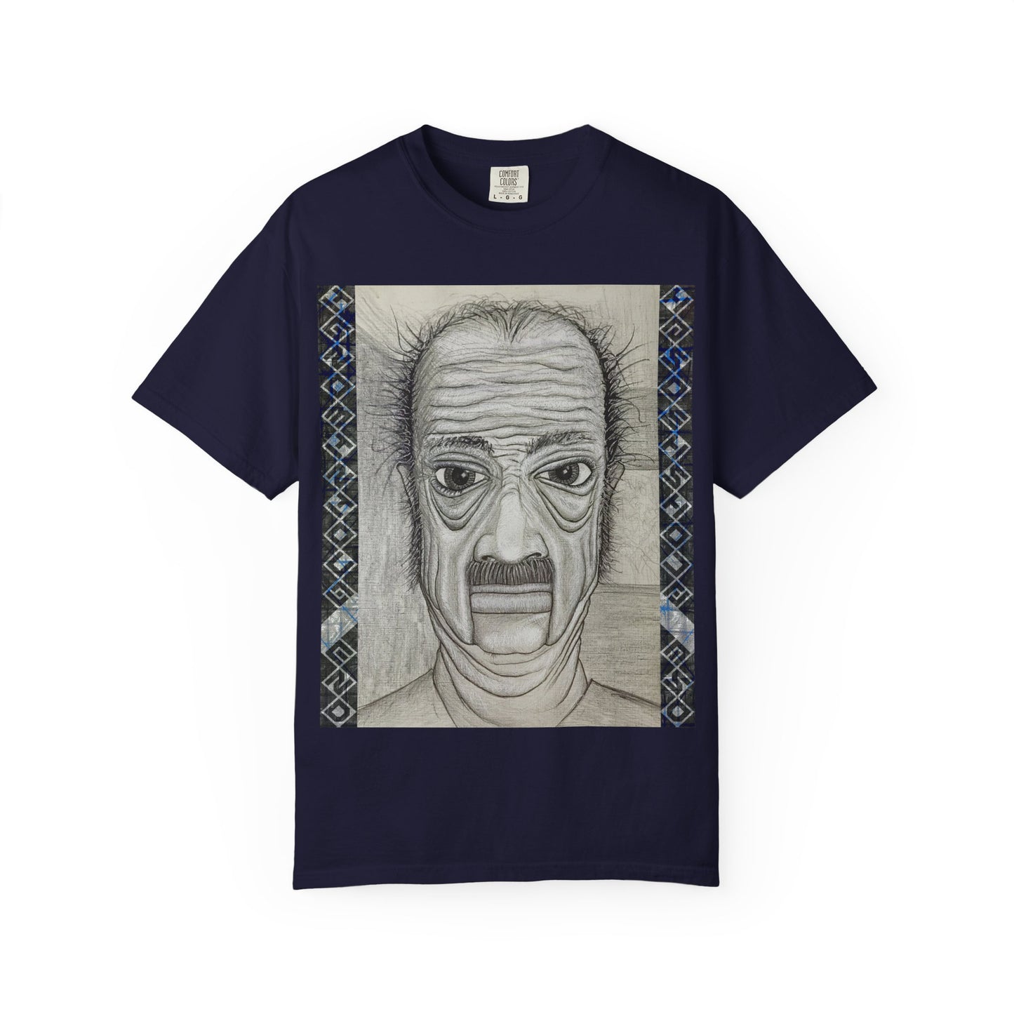 Surreal Portrait Tee — Hand-Drawn Wrinkled Face Illustration