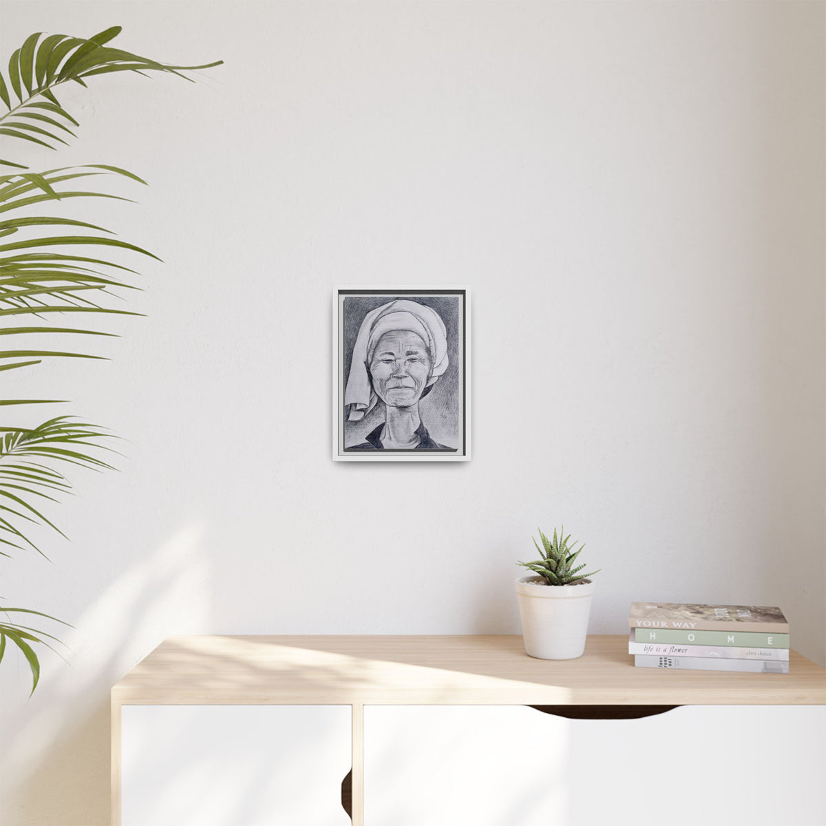 Long Neck Lady Portrait - Framed Matte Canvas Print