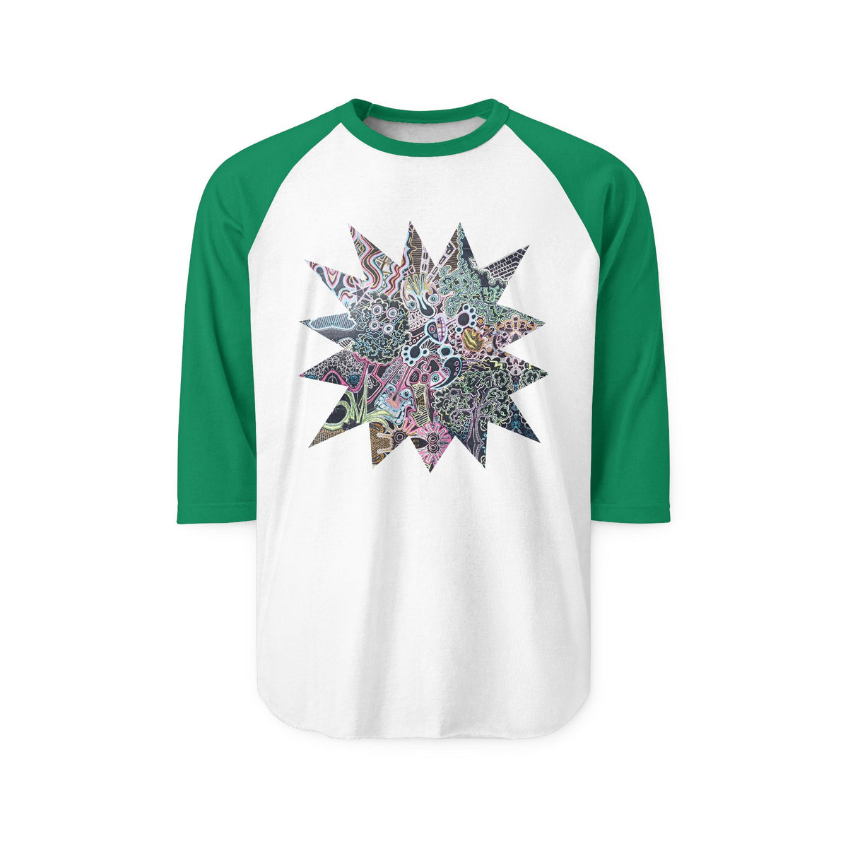 Neon Trip StarBurst - Raglan 3/4 Sleeve Shirt