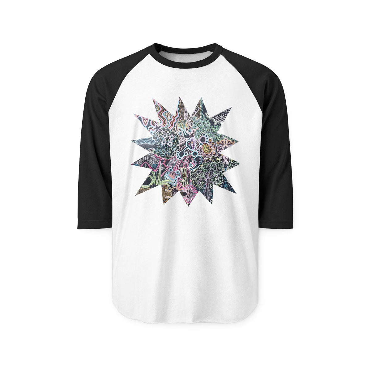 Neon Trip StarBurst - Raglan 3/4 Sleeve Shirt