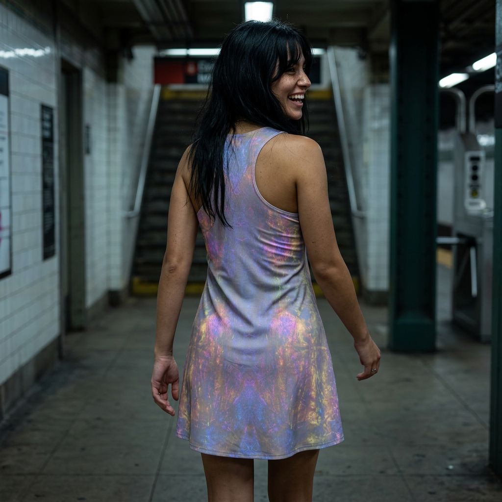 Iridescent Galaxy Racerback Dress - Women's Sleeveless AOP Sundress