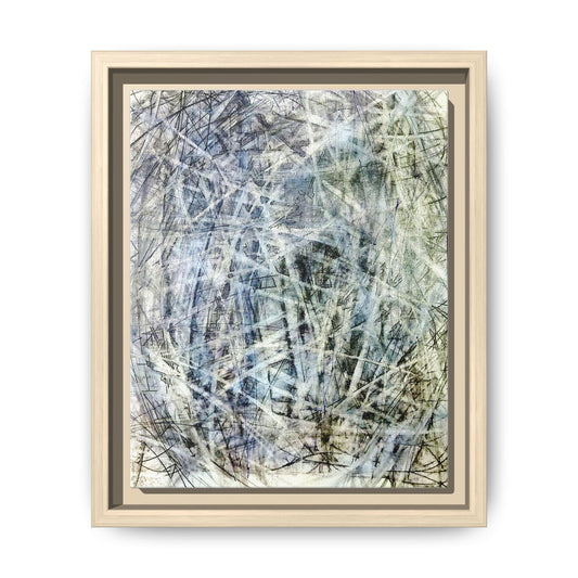 Abstract Swirl Framed Canvas Art — Blue-Grey Modern Wall Decor