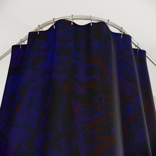 Navy Marble Shower Curtain - Deep Blue Abstract Bath Decor