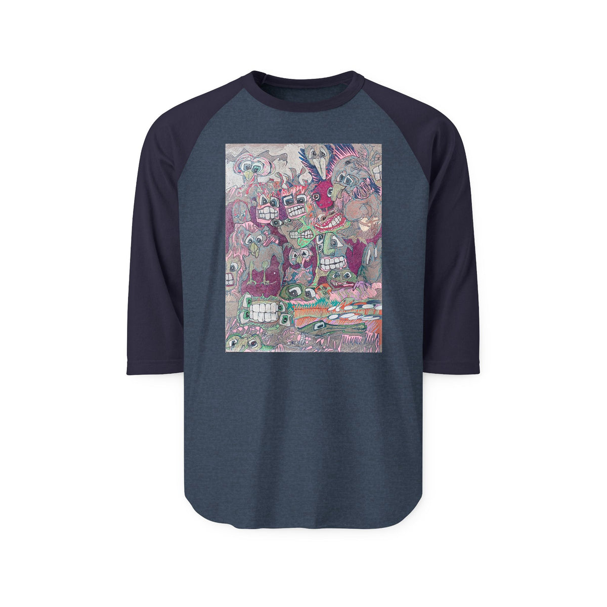 Raglan Shirt - Colorful Collage Art Graphic Baseball Tee