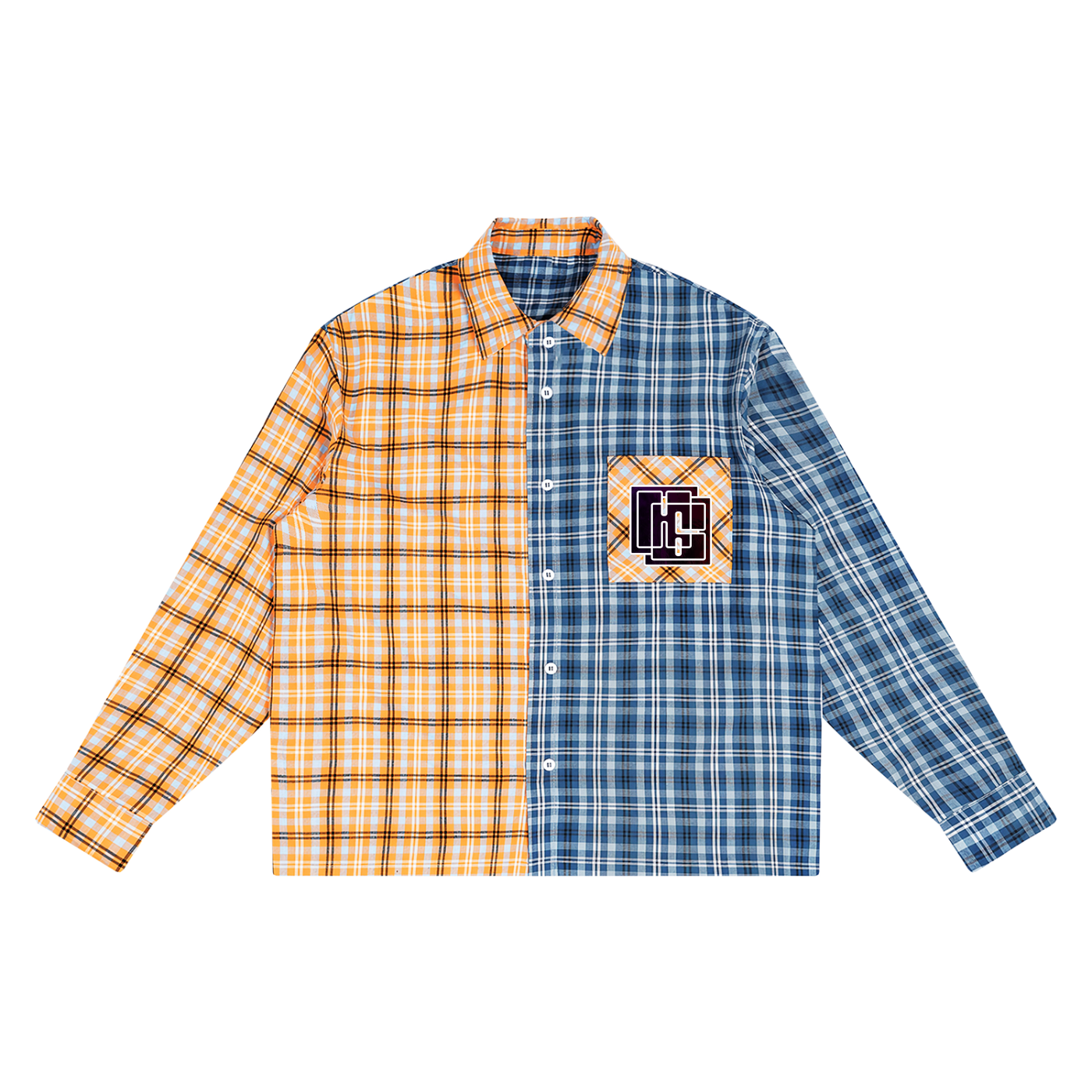 Unisex Oversized Plaid Color Block Shirt