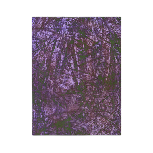 Purple Abstract Velvet Microfiber Blanket - Modern Grunge Throw for Living Room & Bedroom