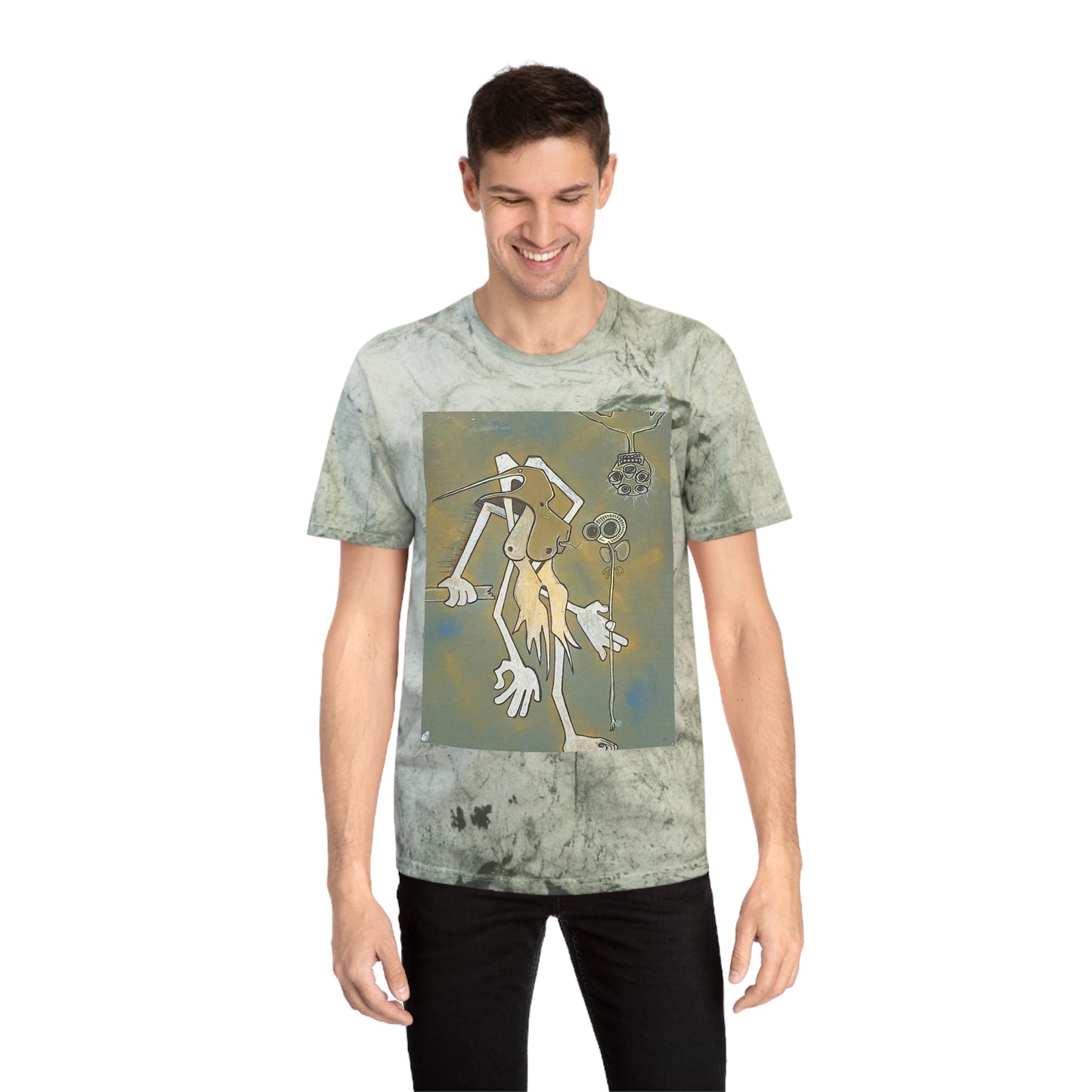 Graphic Art Tee — Surreal Figure Print