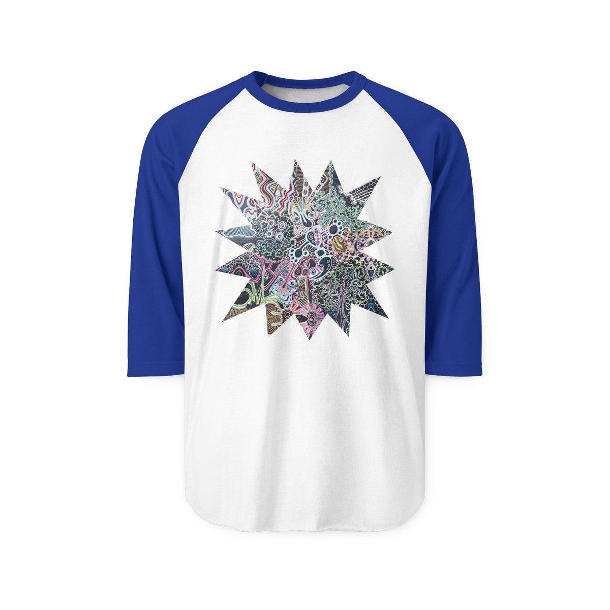 Neon Trip StarBurst - Raglan 3/4 Sleeve Shirt