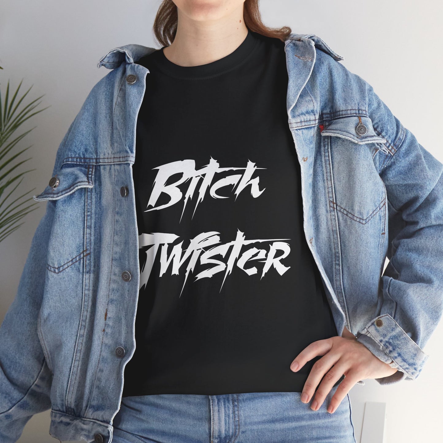 Bitch Twister Graphic Tee — Edgy Script Black T-Shirt