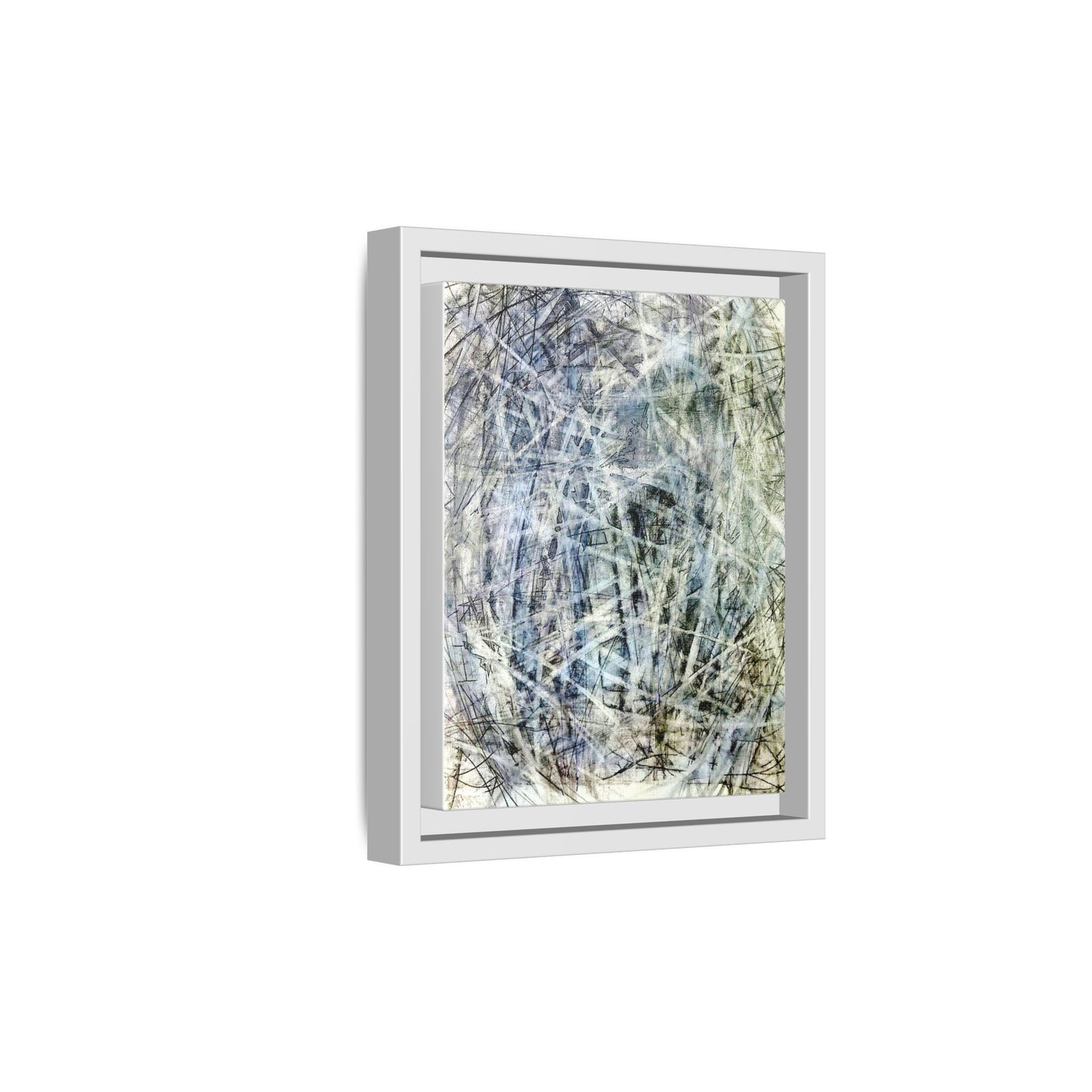 Abstract Swirl Framed Canvas Art — Blue-Grey Modern Wall Decor