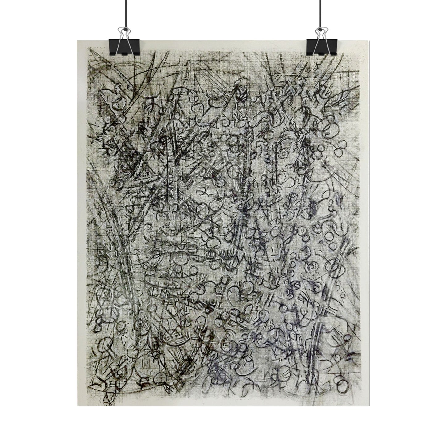 Abstract Scribble Art Poster — Black & Gray Textured Wall Print