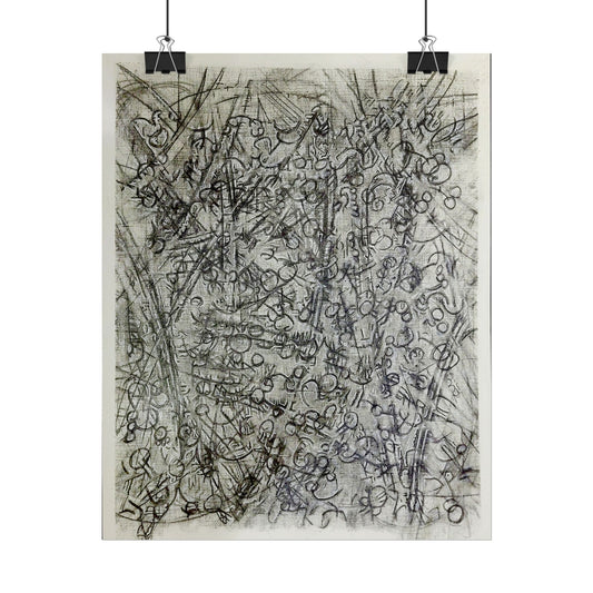 Abstract Scribble Art Poster — Black & Gray Textured Wall Print