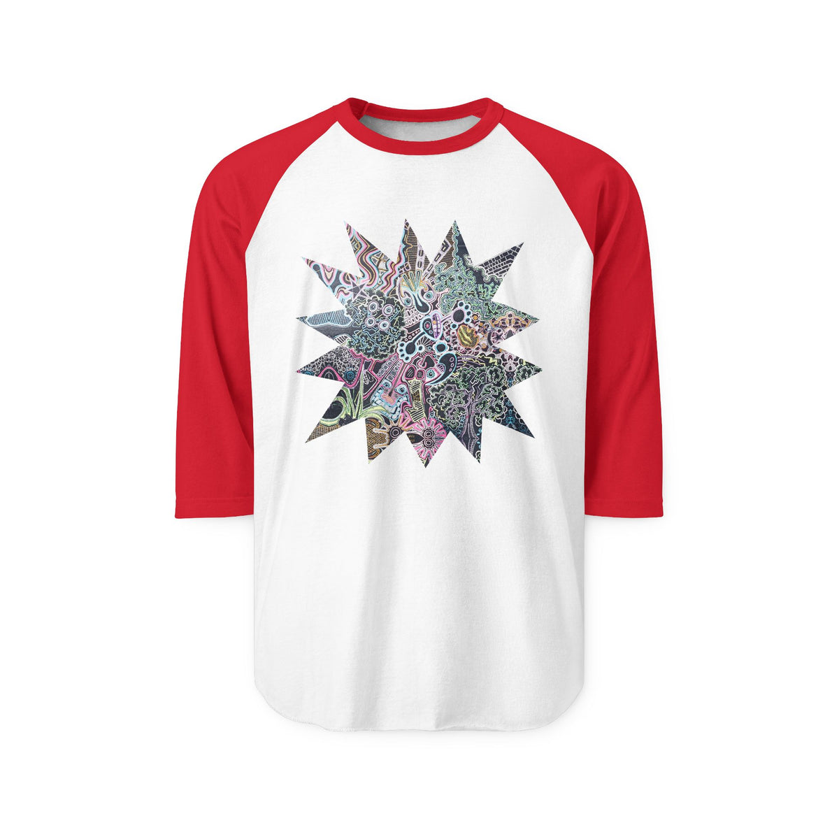 Neon Trip StarBurst - Raglan 3/4 Sleeve Shirt