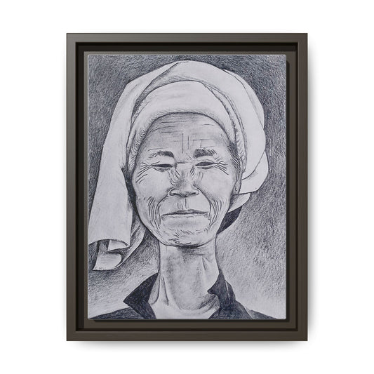 Long Neck Lady Portrait - Framed Matte Canvas Print