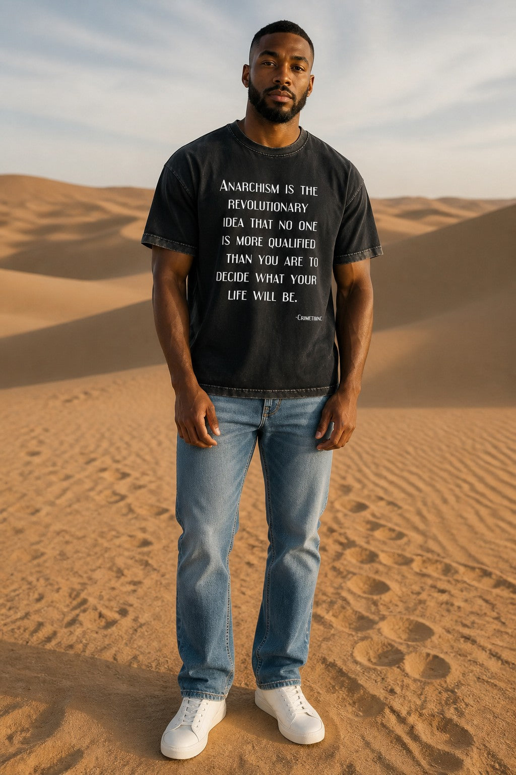 Anarchist quote Unisex Mineral Washed Boxy Panel T-Shirt