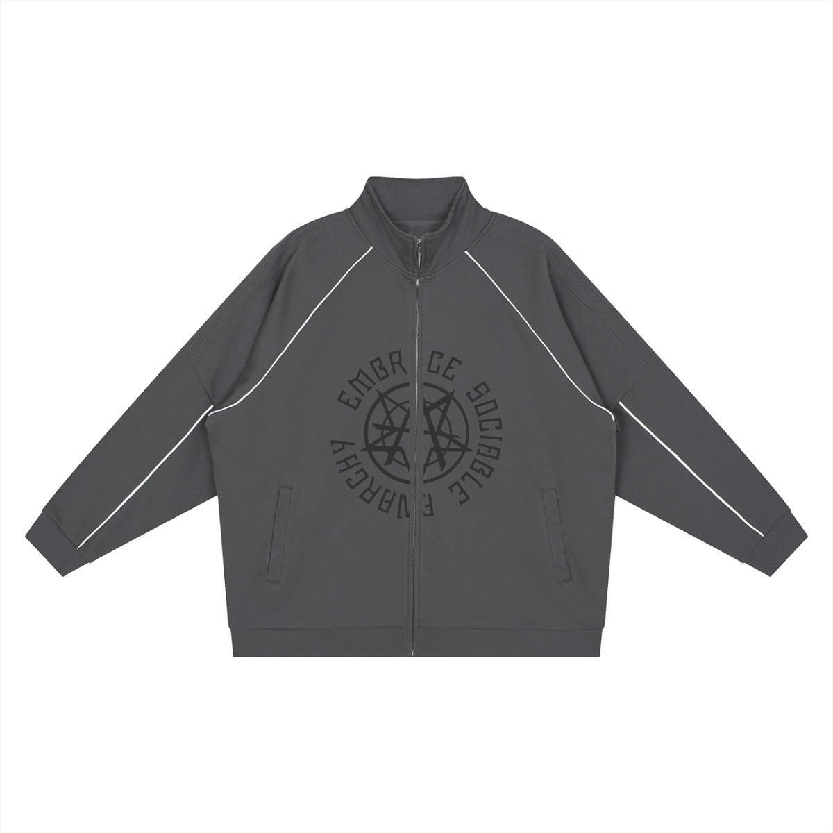 Reflection Striped Raglan Sleeve  Jacket