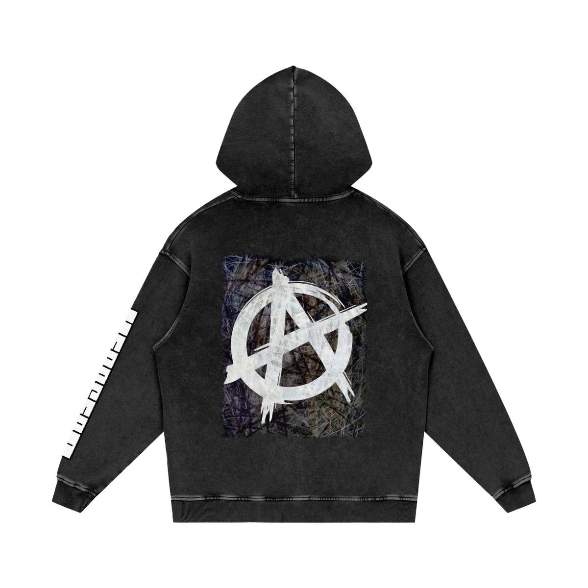 Original ArtWork Anarchy Symbol and Quote - Snow Washed Loose Cotton Hoodie