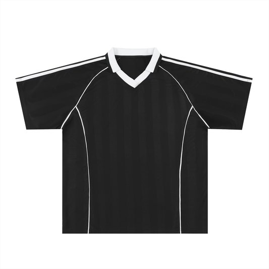 Shadow Stripe Collared Soccer Jersey with original Hand Drawn Anarchy Symbol