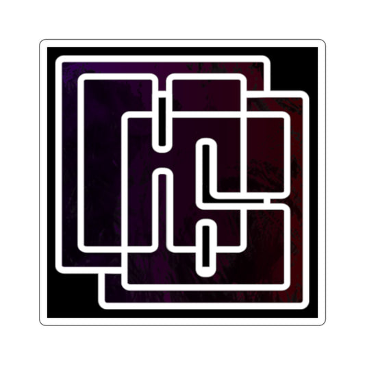 Geometric Maze Square Sticker — Abstract Interlocking Line Art Laptop Decal