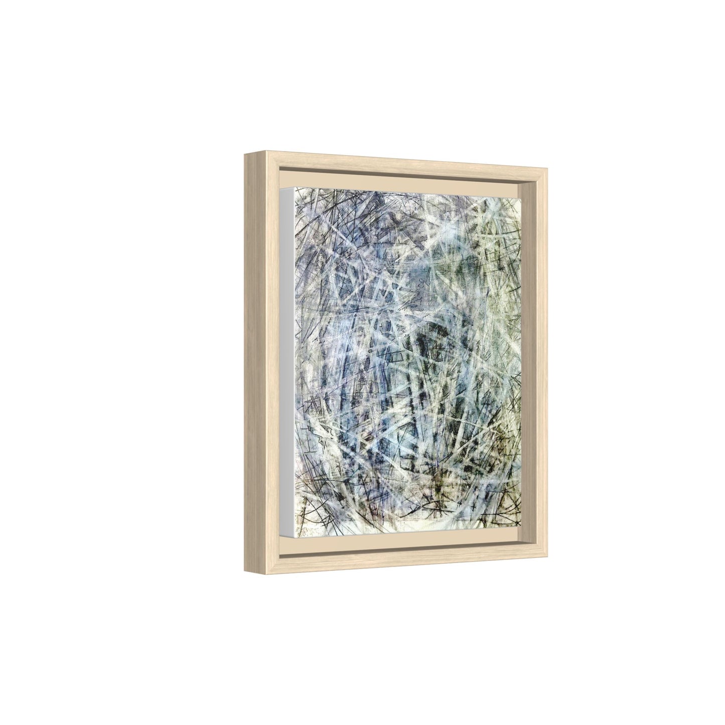 Abstract Swirl Framed Canvas Art — Blue-Grey Modern Wall Decor