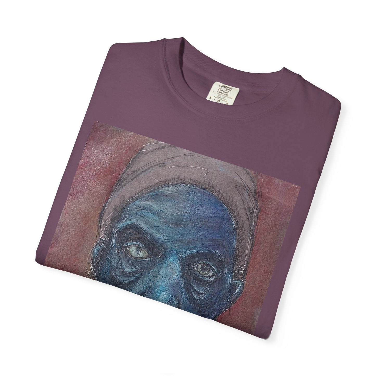 Portrait T-Shirt — Moody Blue Face Art Tee
